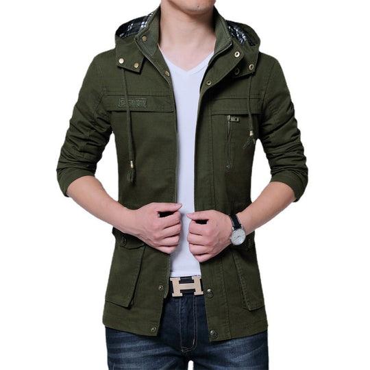Herren Utility-Canvasjacke mit Kapuze, Reißverschluss-Front und Mehrfachtaschen Nord Taschen