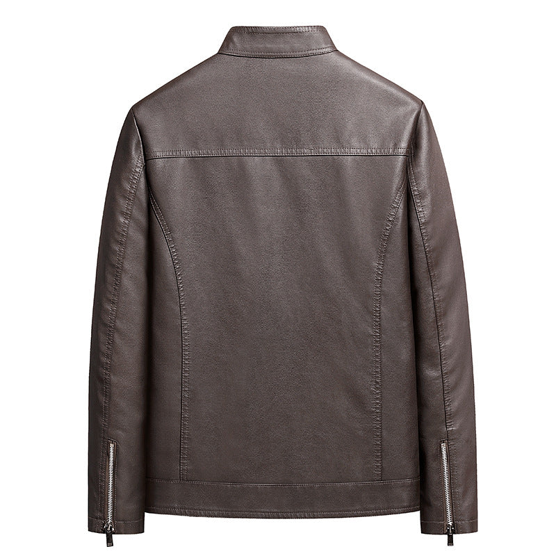 Herren Schlichte Kunstleder-Cityjacke mit Stehkragen, Zweiwege-Reißverschluss & Eingrifftaschen Nord Taschen
