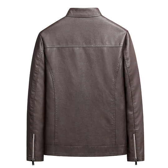 Herren Schlichte Kunstleder-Cityjacke mit Stehkragen, Zweiwege-Reißverschluss & Eingrifftaschen Nord Taschen