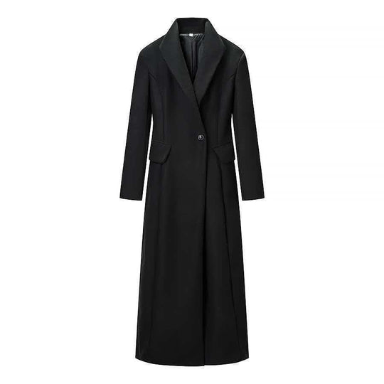 Damen Taillierter Longline-Mantel mit betonter Schulterpartie und Ein-Knopf-Verschluss Nord Taschen