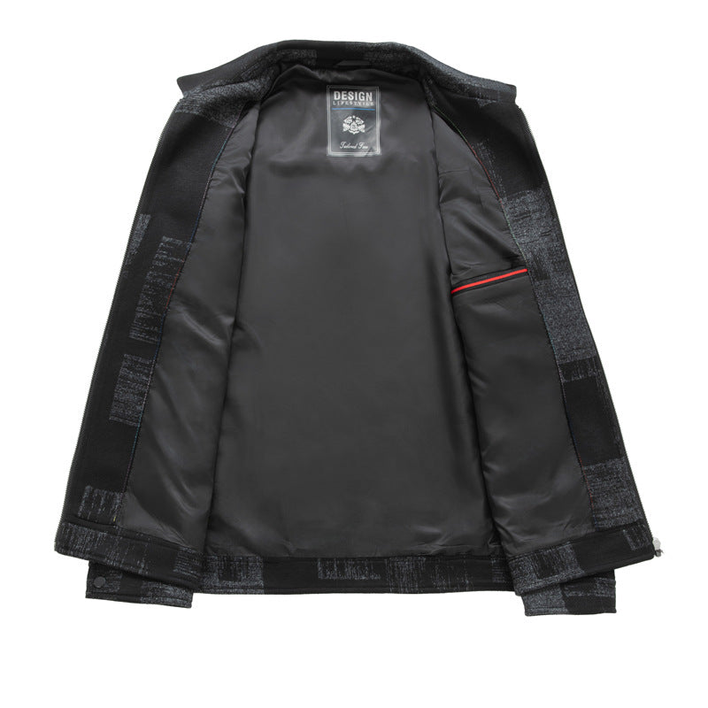 Herren Overshirt-Jacke im Hemdjackenstil mit grafischem Patchmuster und Reißverschluss Nord Taschen