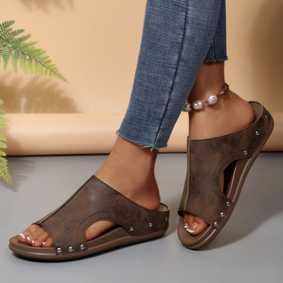Damen Komfortable Slide-Sandalen mit modischem Cut-Out-Design und elegantem Strassbesatz