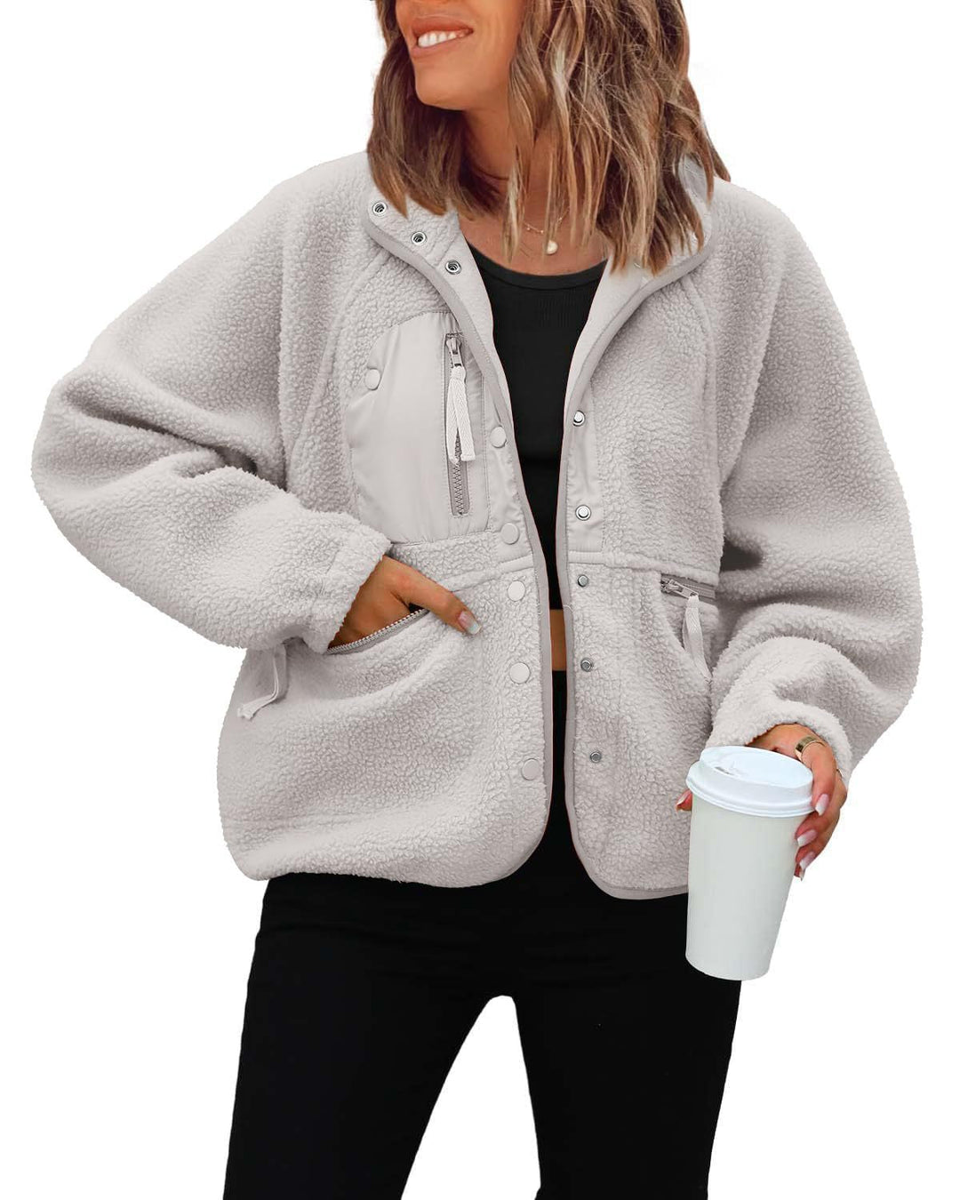Damen kuschelige Fleecejacke mit praktischen Taschen Avellé
