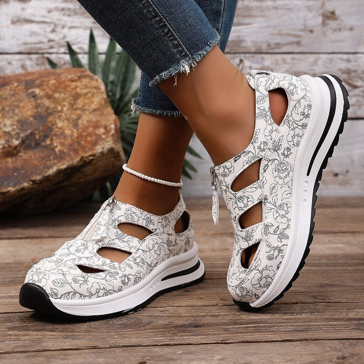 Damen Sandalen mit floralen Ausschnitten und komfortabler Sohle Nord Taschen