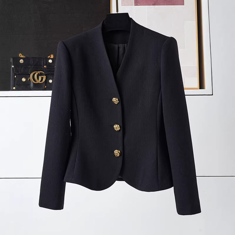 Damen Eleganter Blazer mit goldenem Knopfdetail Nord Taschen