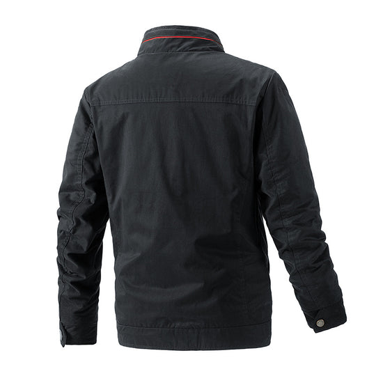 Herren Leichte wasserabweisende Zip-Jacke mit Stehkragen und kontrastiertem Futter Nord Taschen