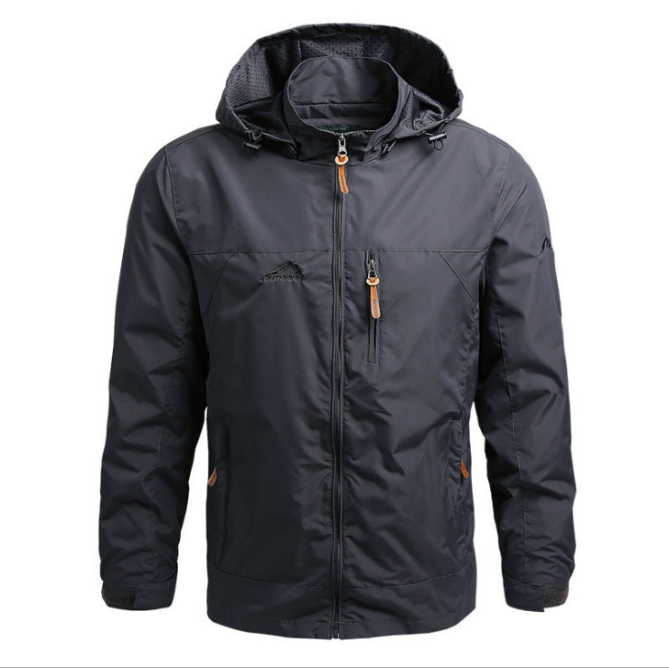 Herren Leichte wasserdichte Kapuzen-Outdoorjacke mit Brusttasche und verstellbaren Bündchen Nord Taschen