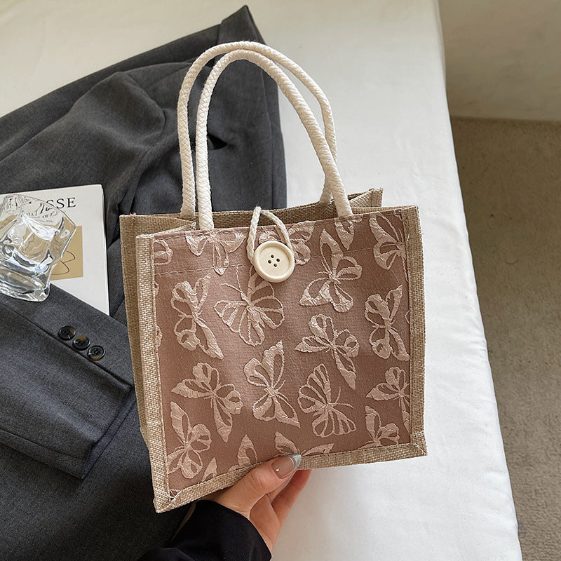 Damen Jute-Tasche mit floralem Stickdesign und robusten Griffen Nord Taschen