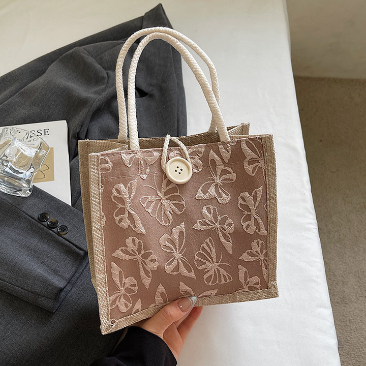 Damen Jute-Tasche mit floralem Stickdesign und robusten Griffen Nord Taschen
