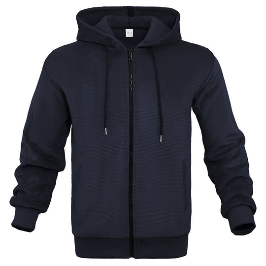 Herren sportlicher Zip-Hoodie aus atmungsaktivem Material mit Taschen