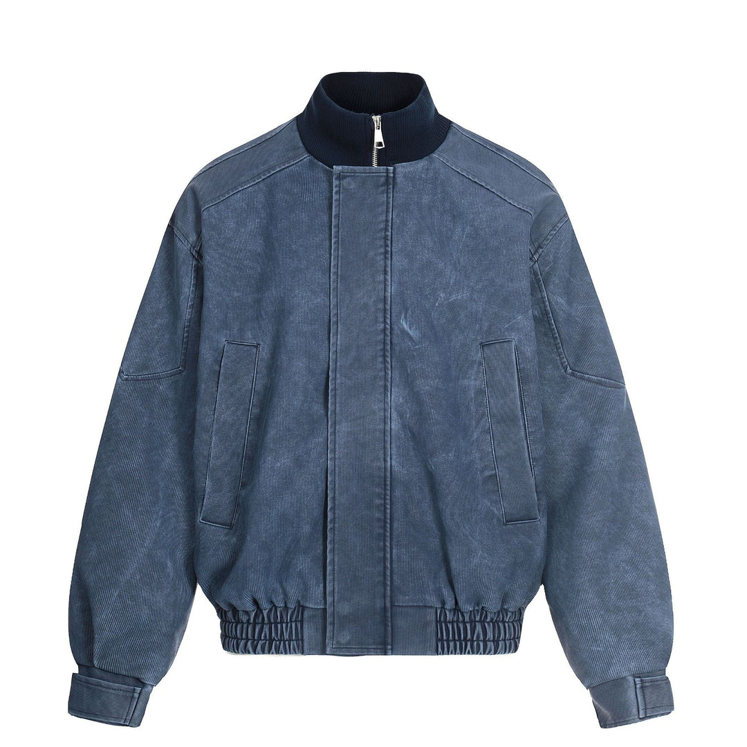 Herren Kurzboxy Blouson aus Cordstoff mit hohem Rippkragen und elastischem Saum Nord Taschen