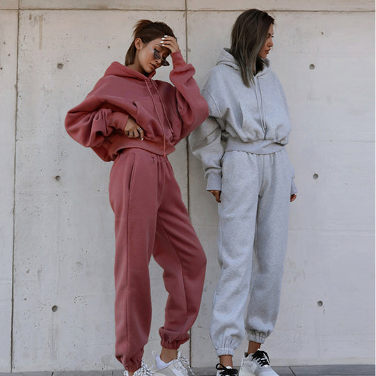 Damen Oversized Loungewear-Set aus French‑Terry mit Kapuze und High‑Waist Jogginghose Nord Taschen