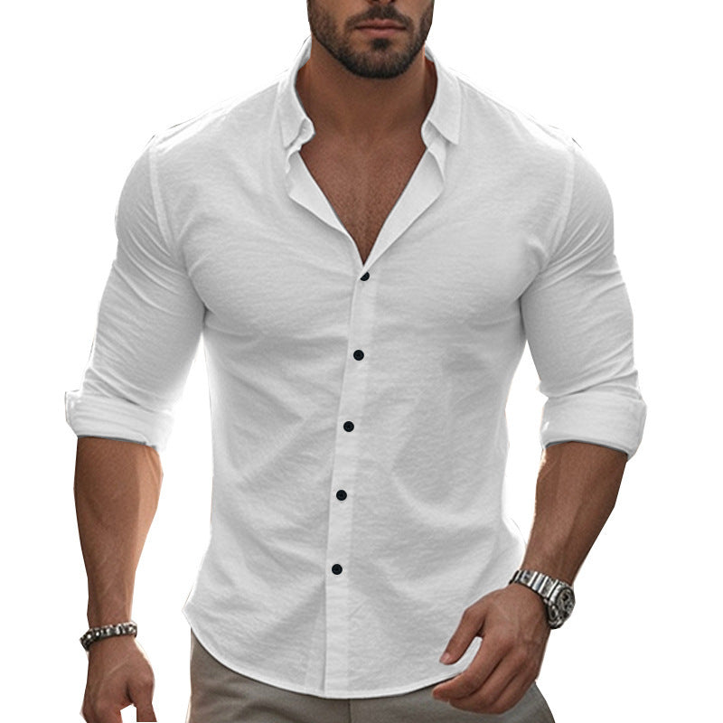 Herren Elegantes Langarmhemd mit modernem Kragen und hochwertiger Baumwollstruktur