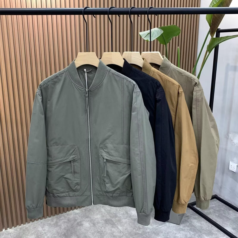 Herren Leichte Utility-Bomberjacke mit Reißverschluss, Multifunktions-Taschen und Rippbündchen Nord Taschen