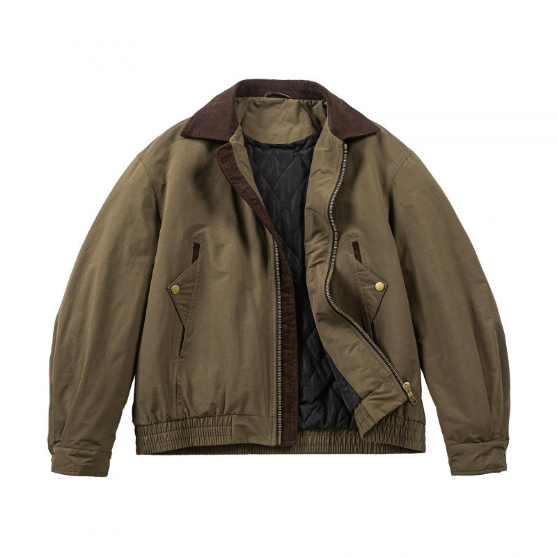 Herren Boxy-Field-Bomberjacke mit Cordkragen, Metallreißverschluss und elastischem Saum Nord Taschen