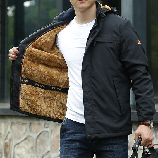 Herren Leichte Kapuzen-Fieldjacke im Urban-Utility-Stil mit Reißverschluss und Multifunktionstaschen Nord Taschen
