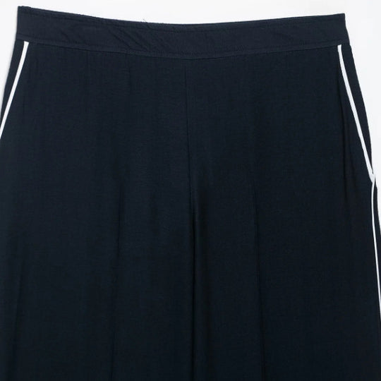Damen Hochtaillierte Culotte-Hose mit weitem Bein und dekorativem Taillengürtel Nord Taschen