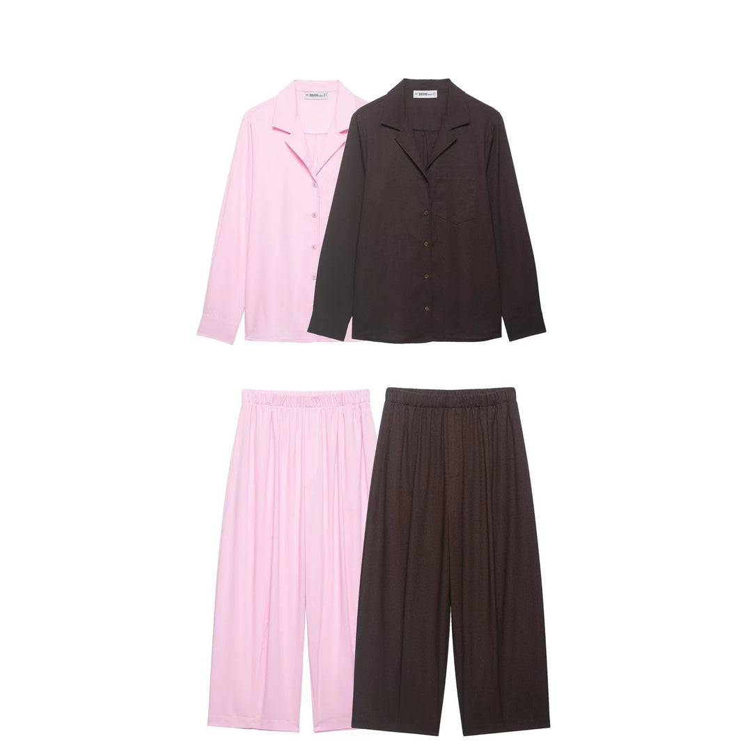 Damen Zweiteiliges Lounge‑Set mit Hemdoberteil und weiter Culotte mit Elastikbund Nord Taschen