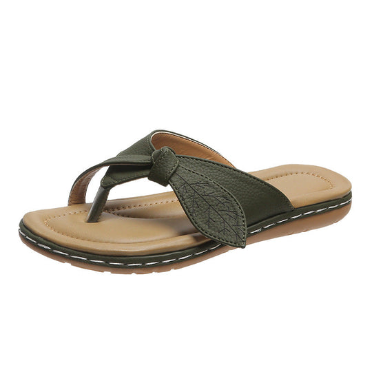 Damen Zehentrenner-Sandalen mit modischem Leaf-Design und anatomischem Fußbett Nord Taschen