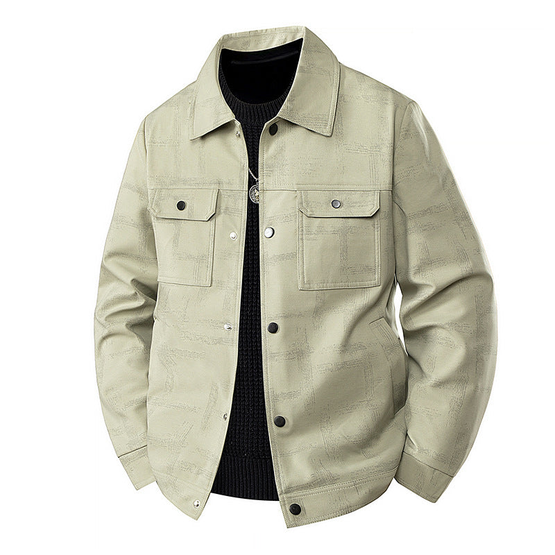 Herren Leichte Overshirt-Jacke mit dezenter Reptilprägung und Druckknopfverschluss Nord Taschen