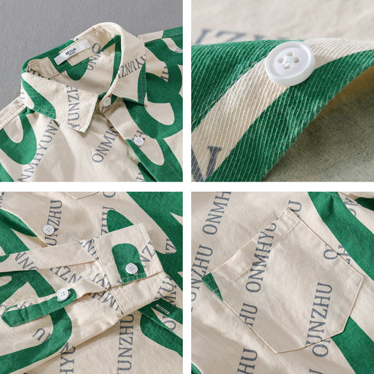 Herren Typografisches Overshirt-Hemd aus Baumwoll-Twill im Relaxed-Fit mit Brusttasche Nord Taschen