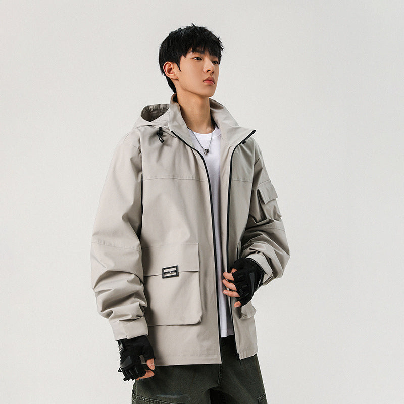 Herren Oversize Utility-Jacke mit technischer Softshell, Kapuze und Mehrfachtaschen Nord Taschen