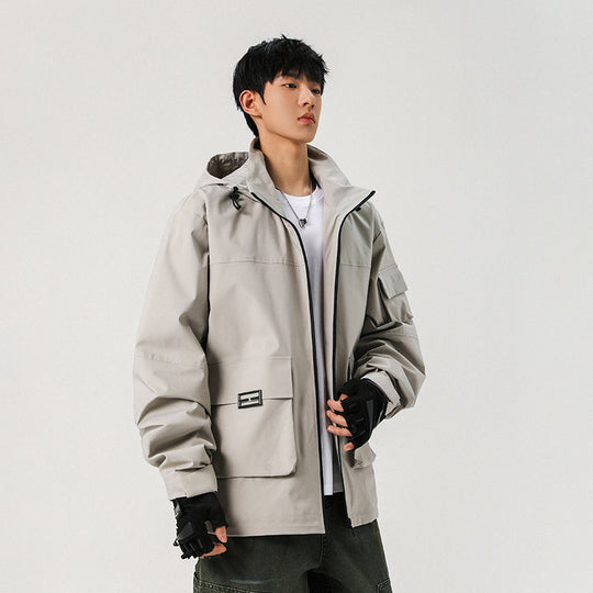 Herren Oversize Utility-Jacke mit technischer Softshell, Kapuze und Mehrfachtaschen Nord Taschen