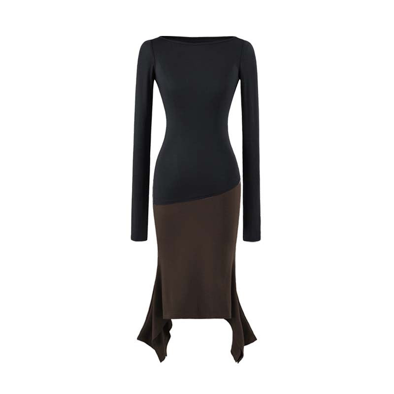 Damen Figurbetontes Midikleid mit asymmetrischem Zipfelsaum und Paneel-Design Nord Taschen