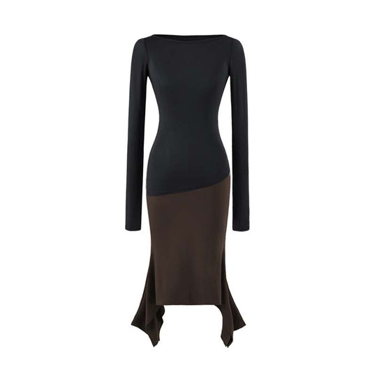 Damen Figurbetontes Midikleid mit asymmetrischem Zipfelsaum und Paneel-Design Nord Taschen