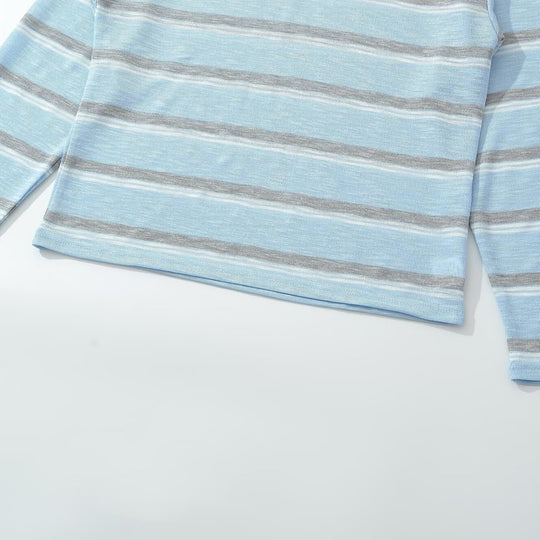 Herren Strick-Poloshirt mit offenem V‑Ausschnitt und feinem Streifenmuster Nord Taschen