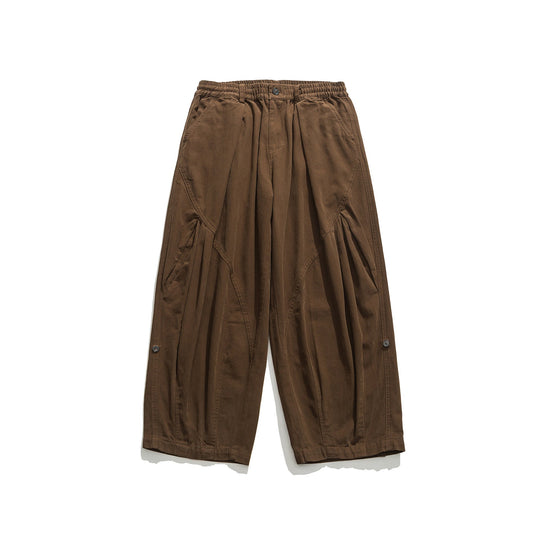 Damen weite Utility-Cargohose mit Gummibund und dekorativen Falten Nord Taschen