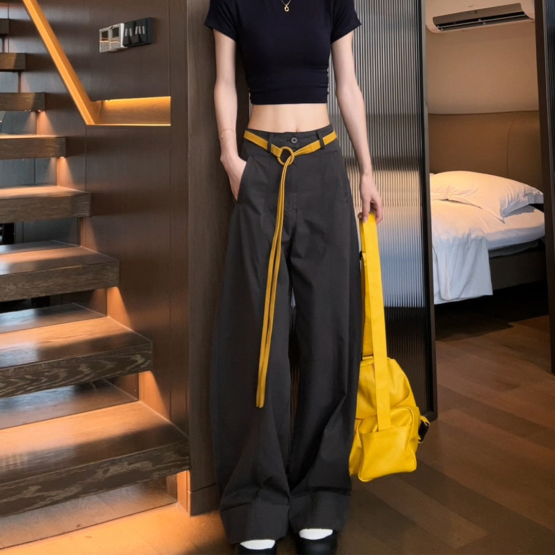 Damen Weite Baumwollhose mit Statement-Gürtel Nord Taschen