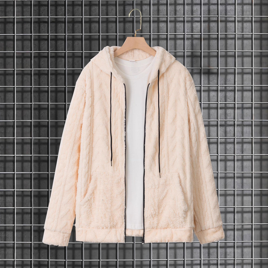 Herren kuschelige Kapuzenjacke aus Teddyfleece mit durchgehendem Reißverschluss und Kängurutaschen Nord Taschen