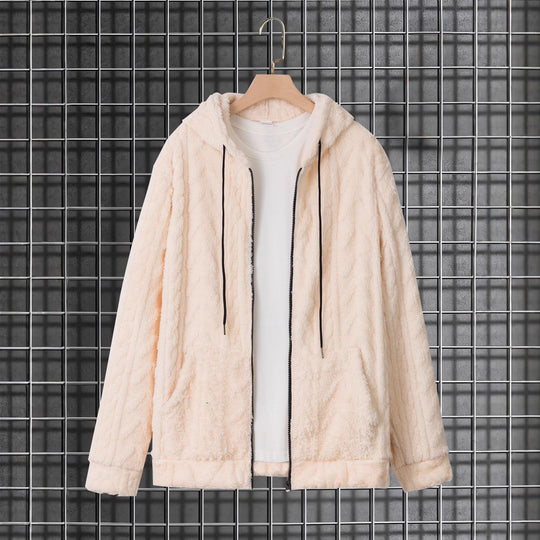 Herren kuschelige Kapuzenjacke aus Teddyfleece mit durchgehendem Reißverschluss und Kängurutaschen Nord Taschen