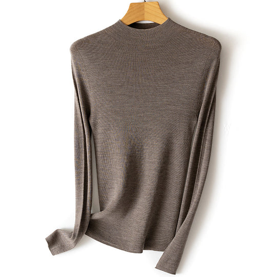 Damen Feinstrick-Longsleeve mit kurzem Stehkragen und schlanker Silhouette Nord Taschen