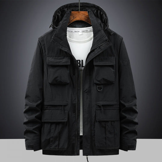 Herren Multifunktionale Utility-Fieldjacke mit Kapuze, Mehrfach-Taschen und Ripstop-Außenmaterial Nord Taschen