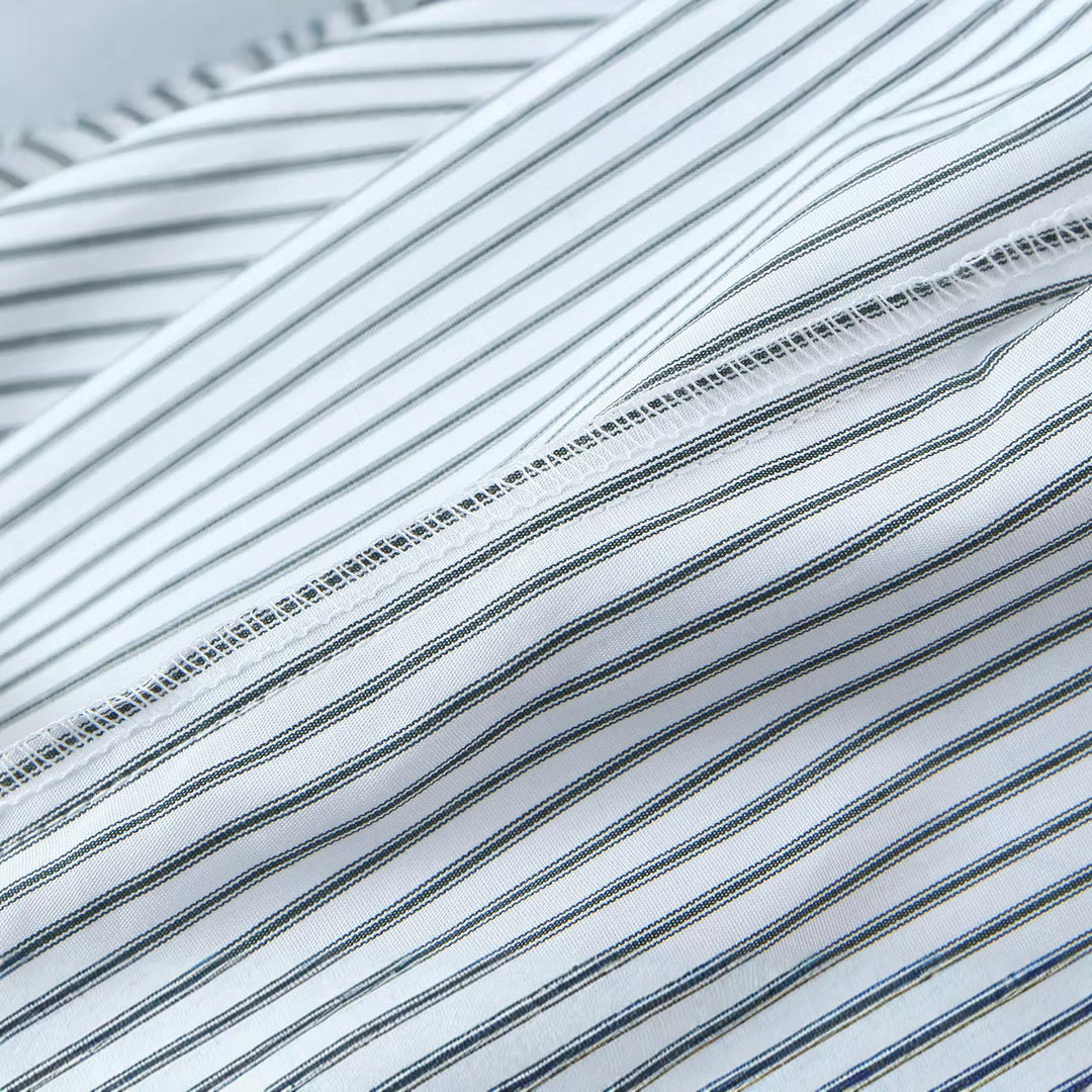 Damen Bindeschal‑Bluse mit Streifenmuster und Oversize‑Passform Nord Taschen
