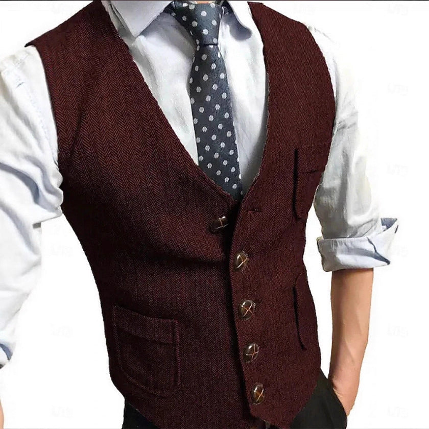 Herren Eleganter Weste aus Herringbone-Stoff Nord Taschen
