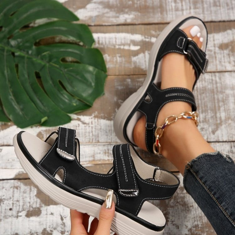 Damen Komfortable Riemensandalen mit verstellbarem Klettverschluss und ergonomischer Sohle
