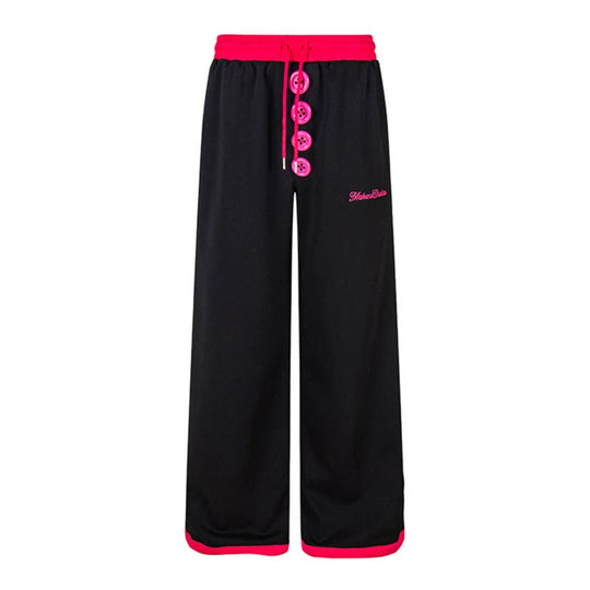 Damen Weite Lounge-Hose mit Zierknopfleiste, hohem Bund und Kordelzug Nord Taschen