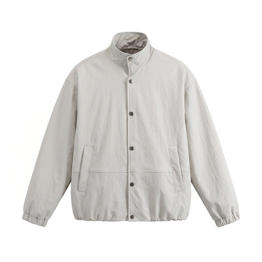 Herren Kurz geschnittener minimalistischer Boxy‑Blouson mit Stehkragen und Druckknopfblende Nord Taschen