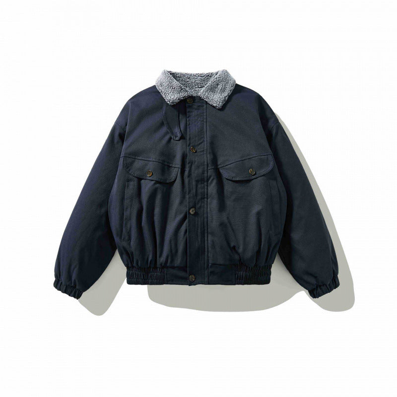 Herren Boxy-Utility-Bomberjacke mit Sherpa-Kragen und verdeckter Druckknopfleiste Nord Taschen