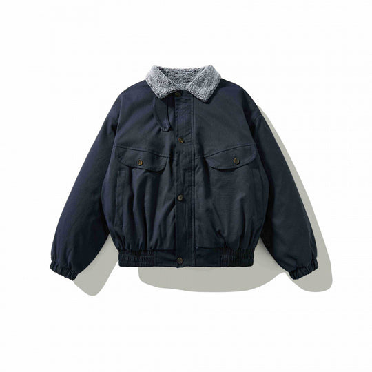 Herren Boxy-Utility-Bomberjacke mit Sherpa-Kragen und verdeckter Druckknopfleiste Nord Taschen