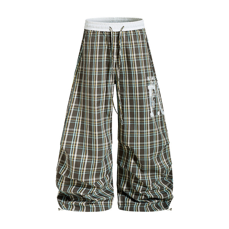 Damen Karierte Culotte-Palazzo-Hose mit elastischem Komfortbund und verstellbarem Ballon-Saum Nord Taschen