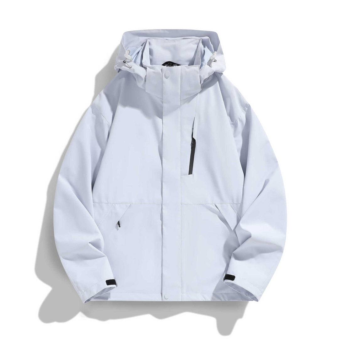 Damen Wasserabweisende Kapuzen‑Übergangsjacke mit verstellbarer Kapuze, verdeckter Frontblende und Multifunktionstaschen Nord Taschen