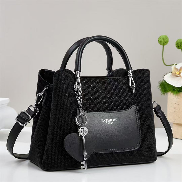 Damen Handtasche mit strukturiertem Obermaterial und abnehmbarem Schlüsselanhänger Nord Taschen