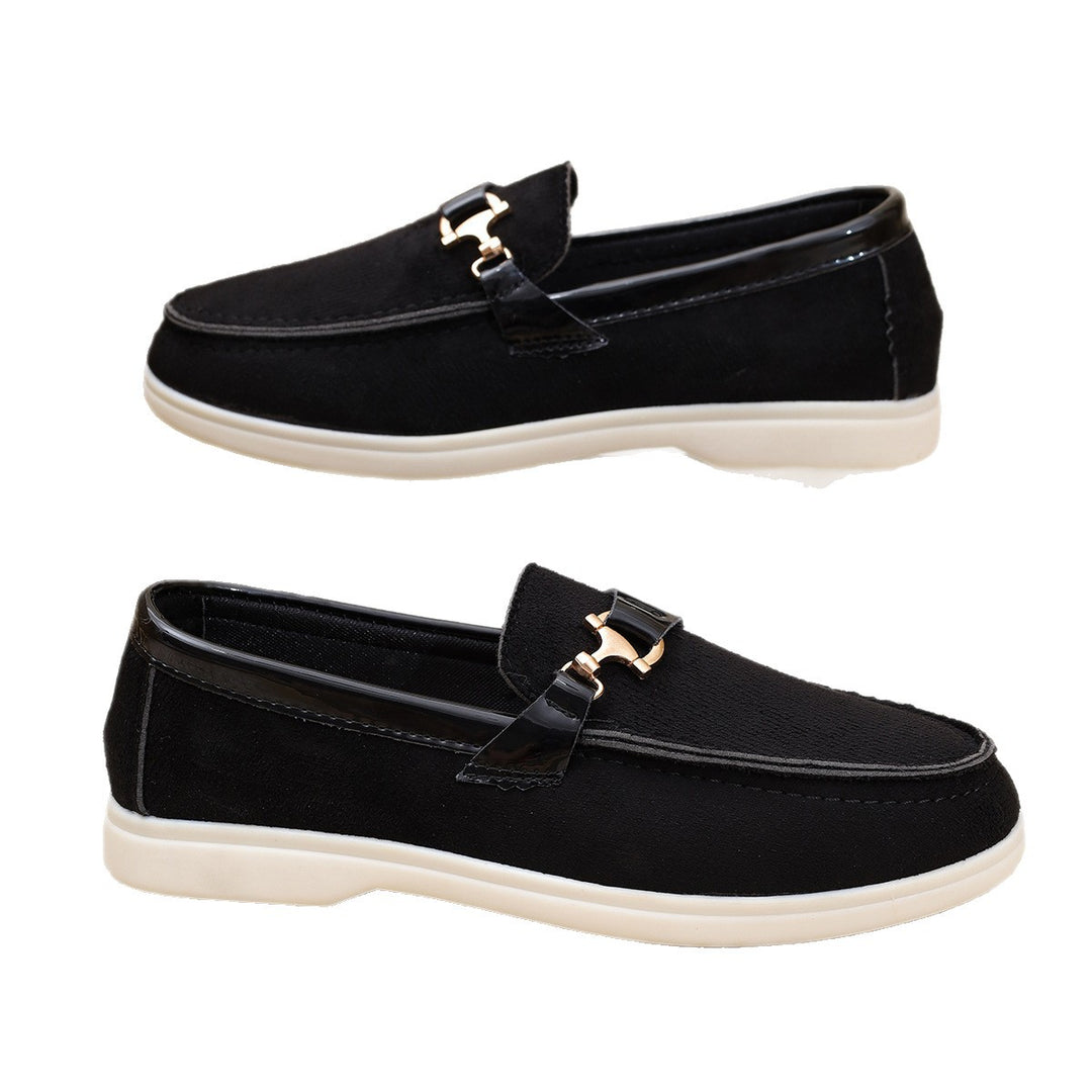 Damen nan elegante Veloursleder-Slipper mit dekorativer Metall-Hardware und flexibler Leichtlaufsohle Nord Taschen