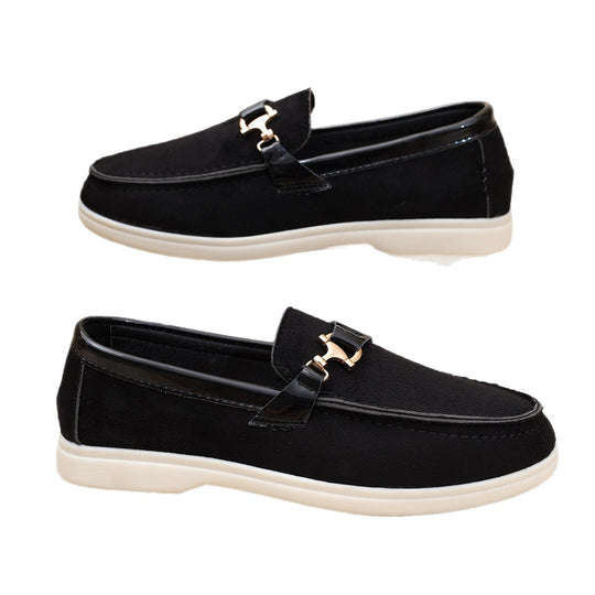 Damen nan elegante Veloursleder-Slipper mit dekorativer Metall-Hardware und flexibler Leichtlaufsohle Nord Taschen