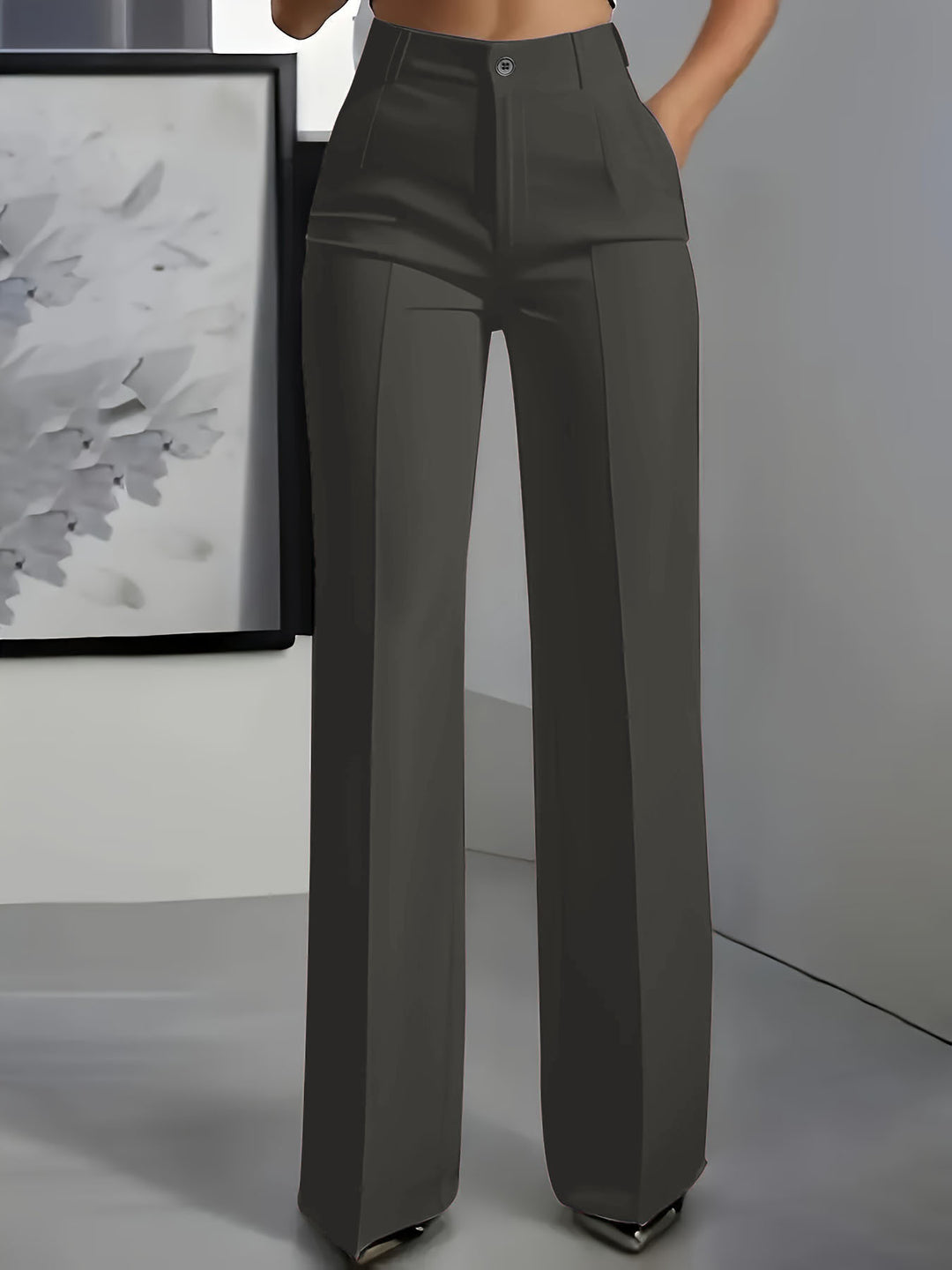 Damen Hochtaillierte Palazzo-Hose mit Bügelfalte und Eingrifftaschen Nord Taschen