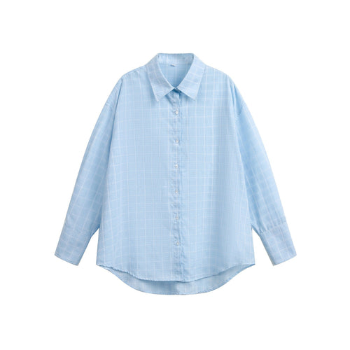 Damen Oversize-Bluse mit feinem Karomuster, Drop-Shoulder und verlängerter Rückenpartie Nord Taschen